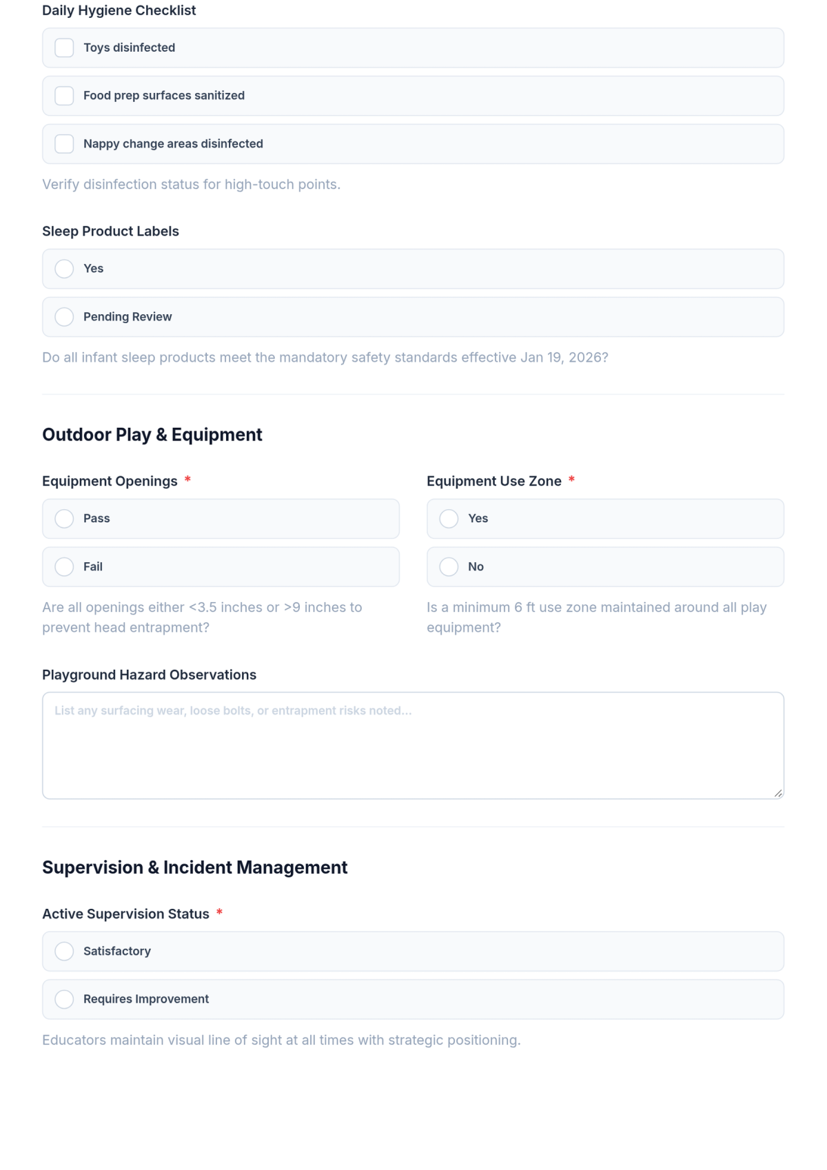 Free Childcare Safety Checklist Template & AI Maker