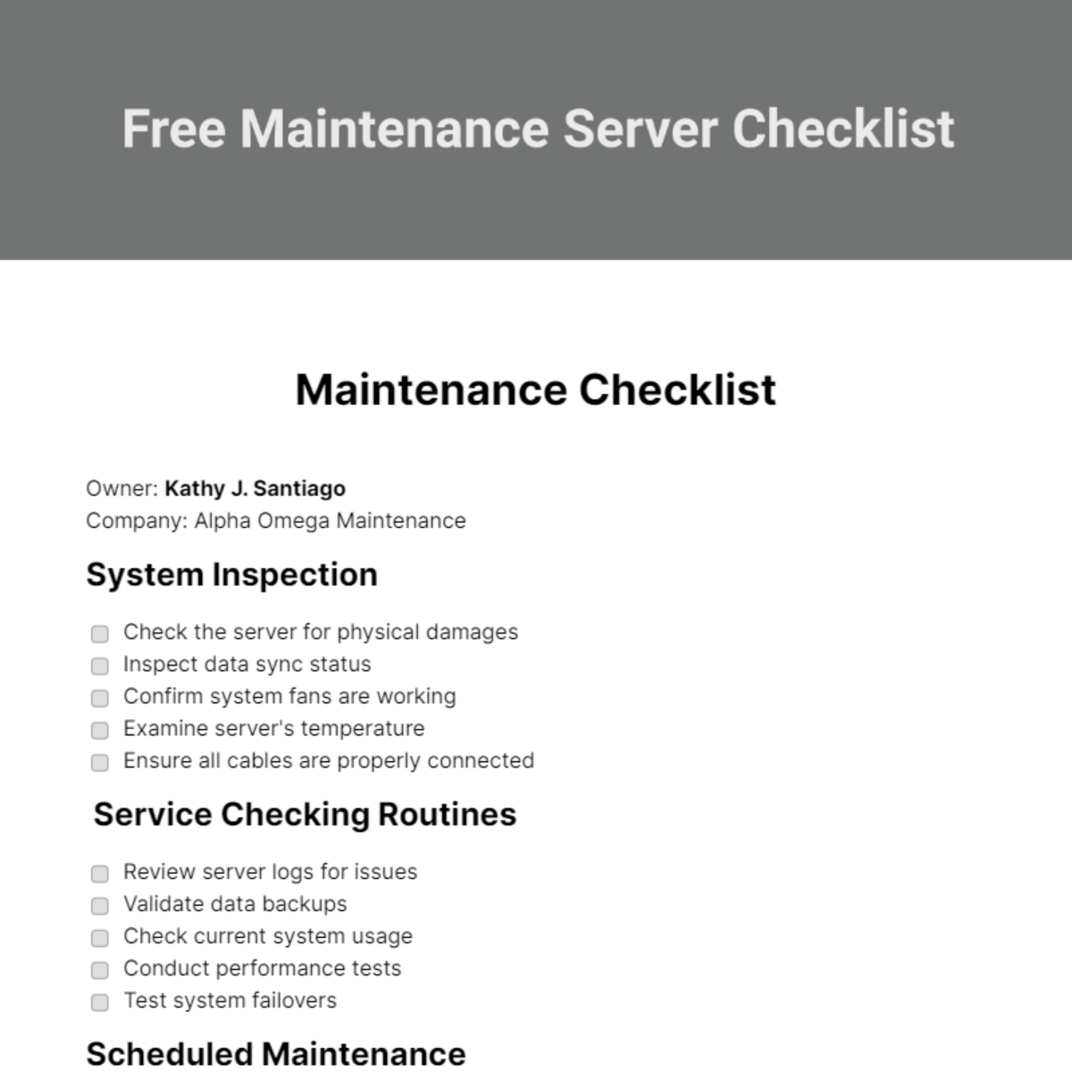 Server Room Maintenance Checklist at Amber Boniwell blog
