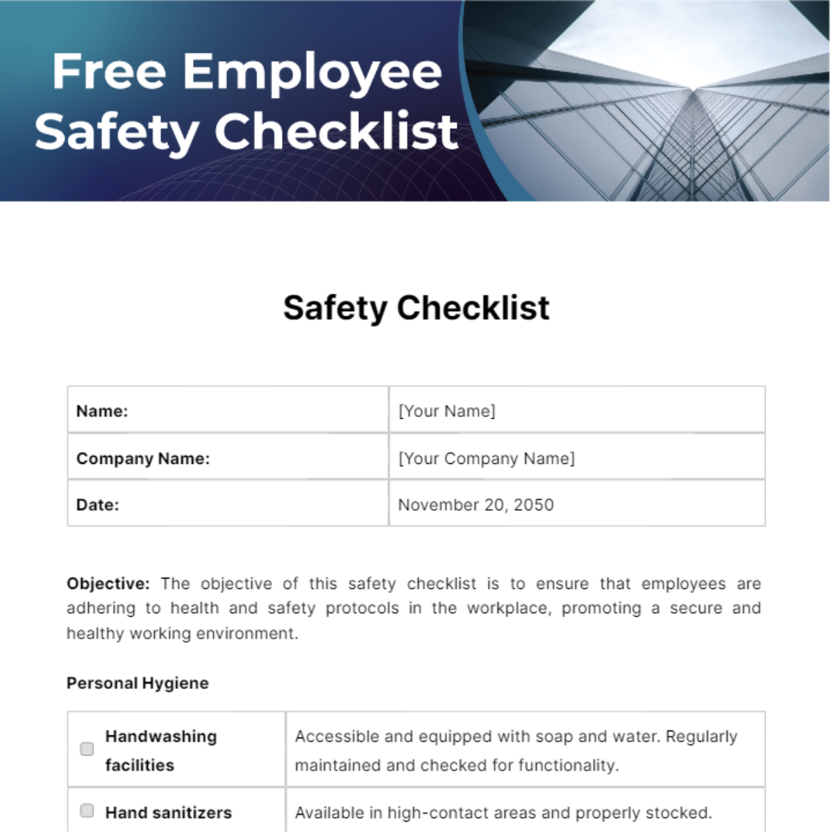 Free Employee Safety Checklist Template