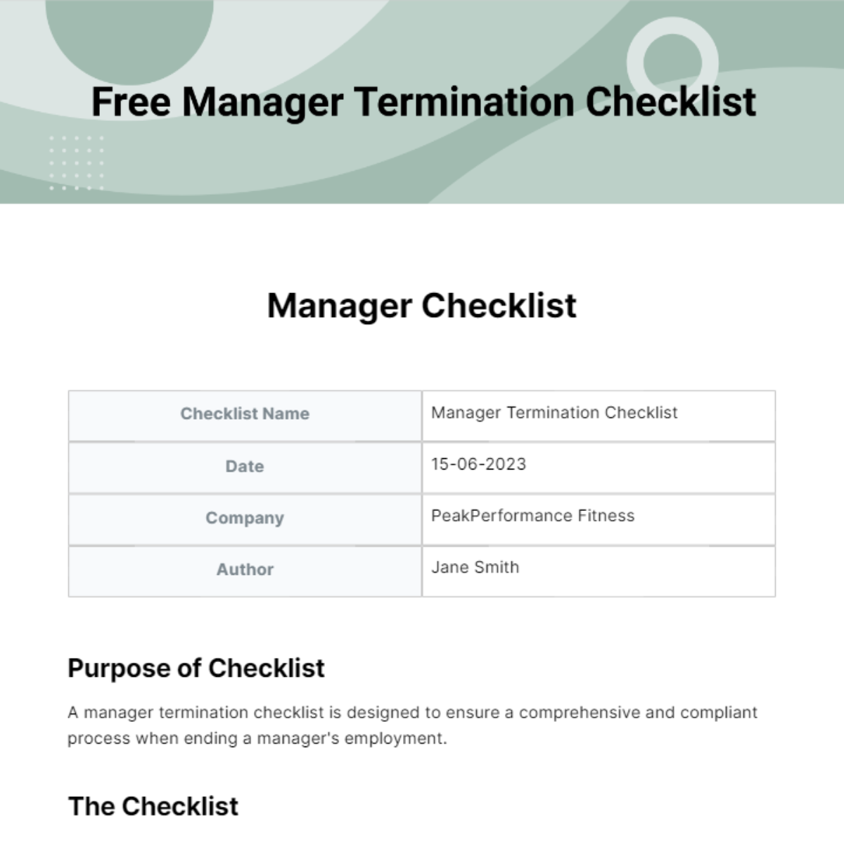 FREE Manager Checklist - Edit Online & Download | Template.net