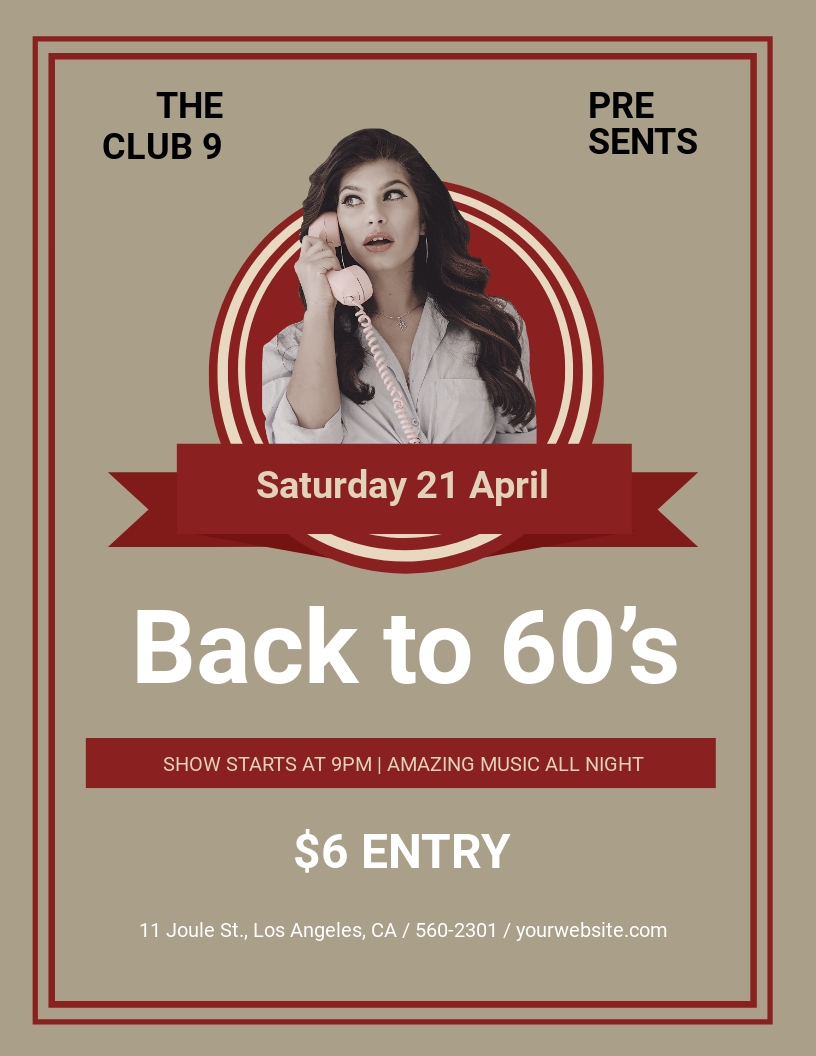 Free Retro 60 Flyer Template