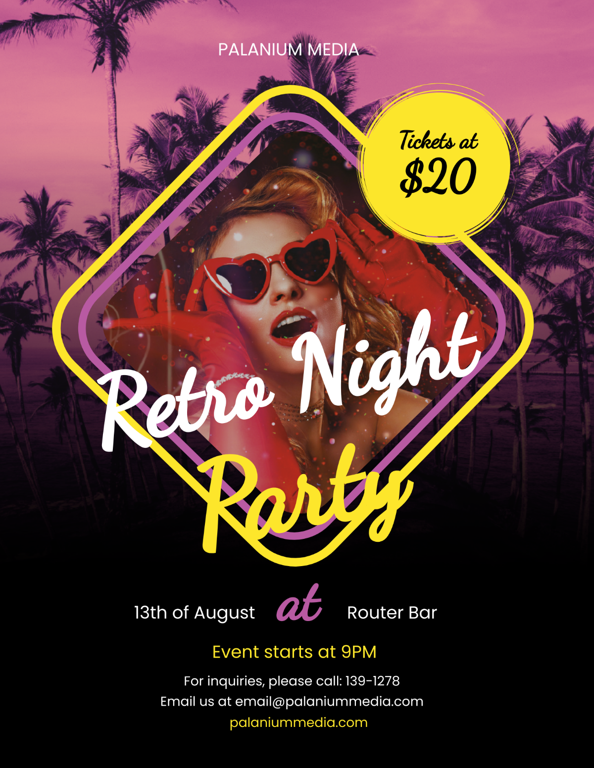 Free Retro Night Party Flyer Template