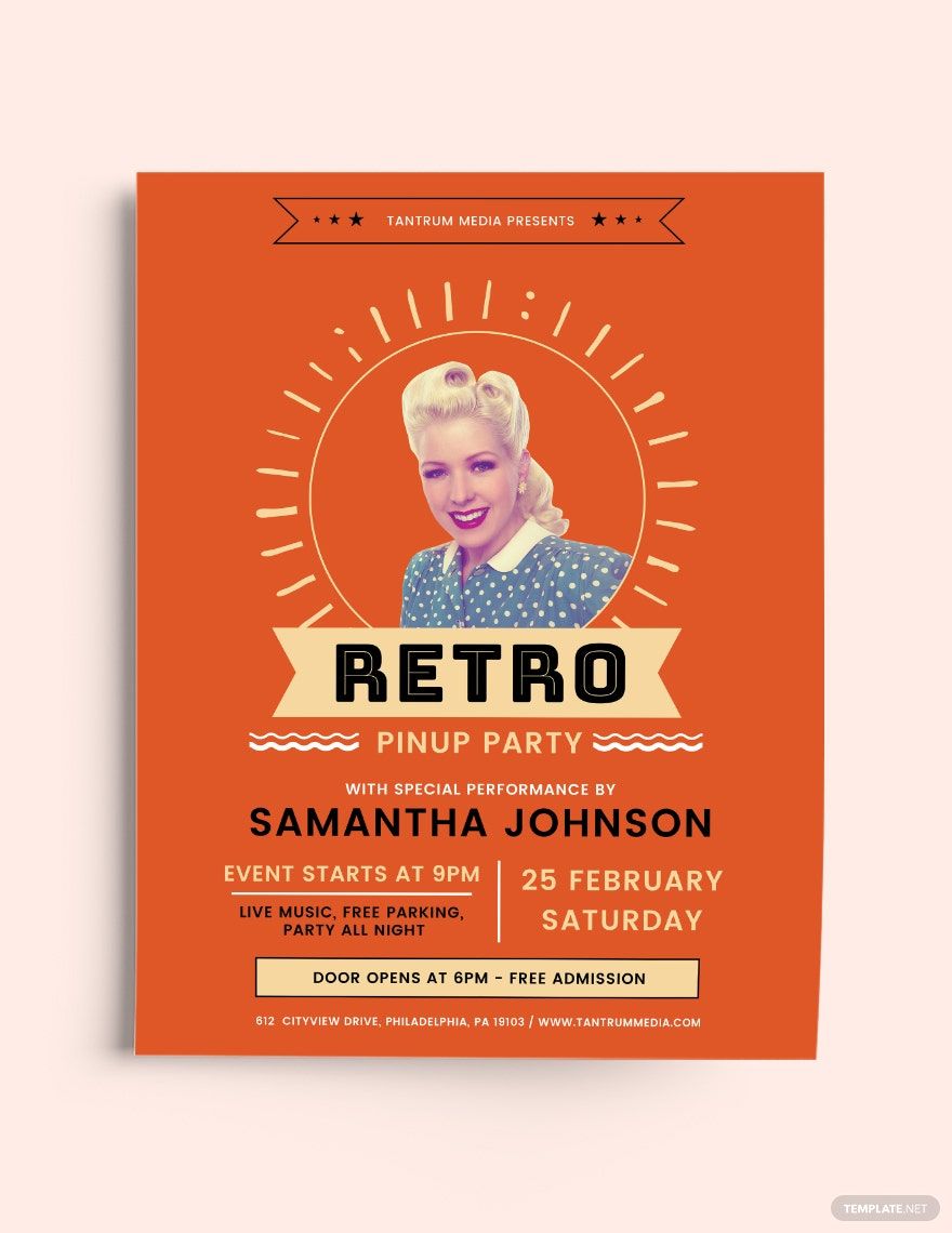 Retro Pinup Party Flyer Template