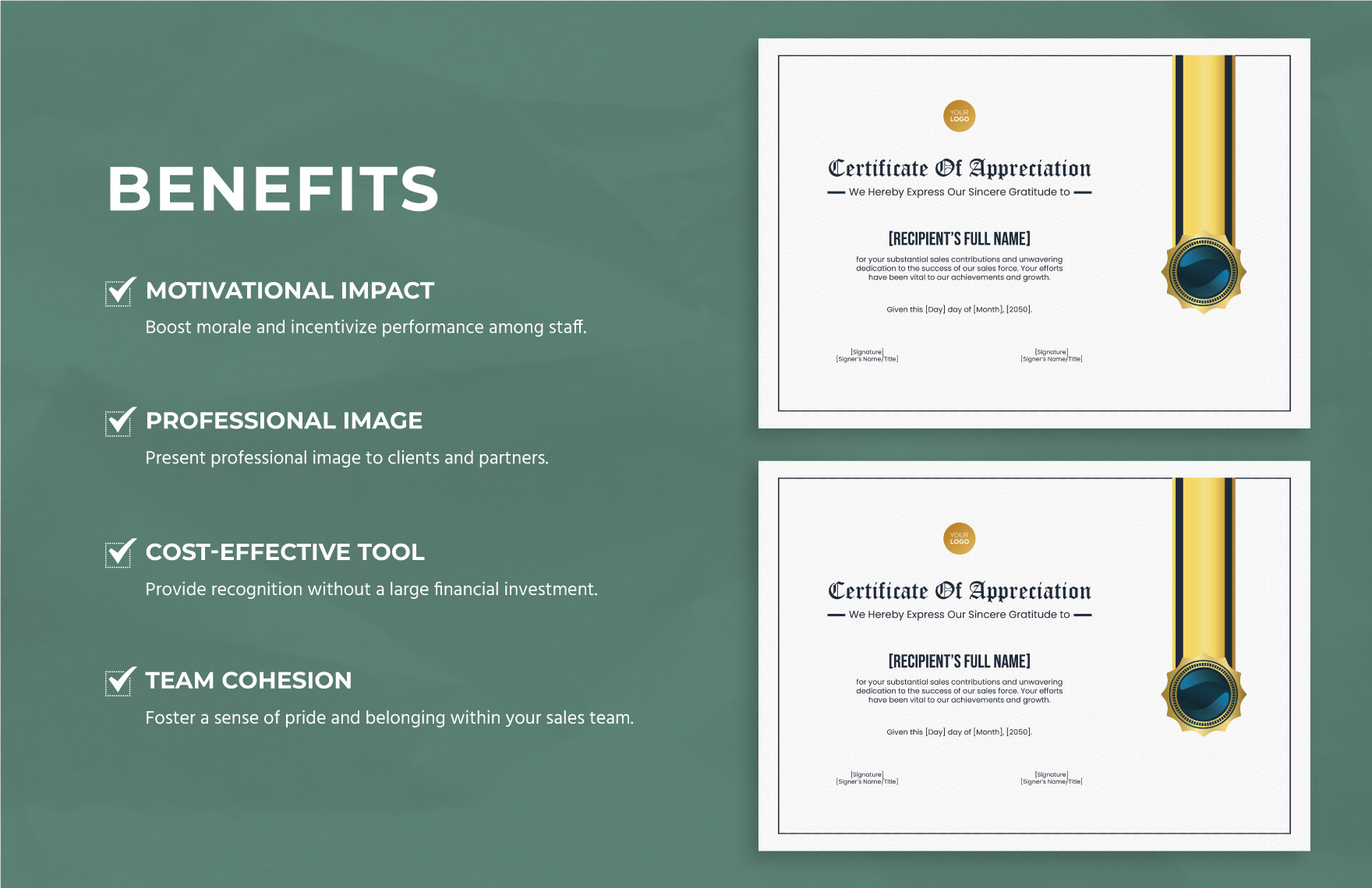 Certificate of Appreciation for Sales Contribution Template