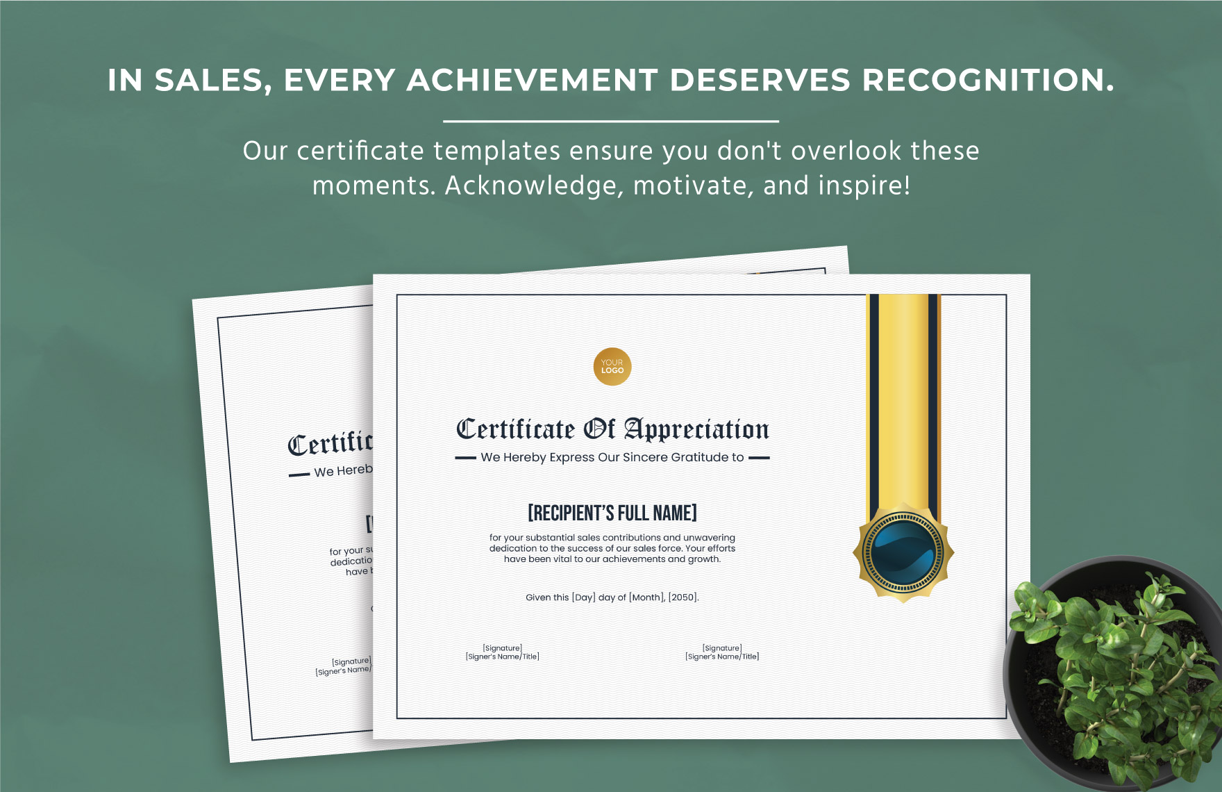 Certificate of Appreciation for Sales Contribution Template
