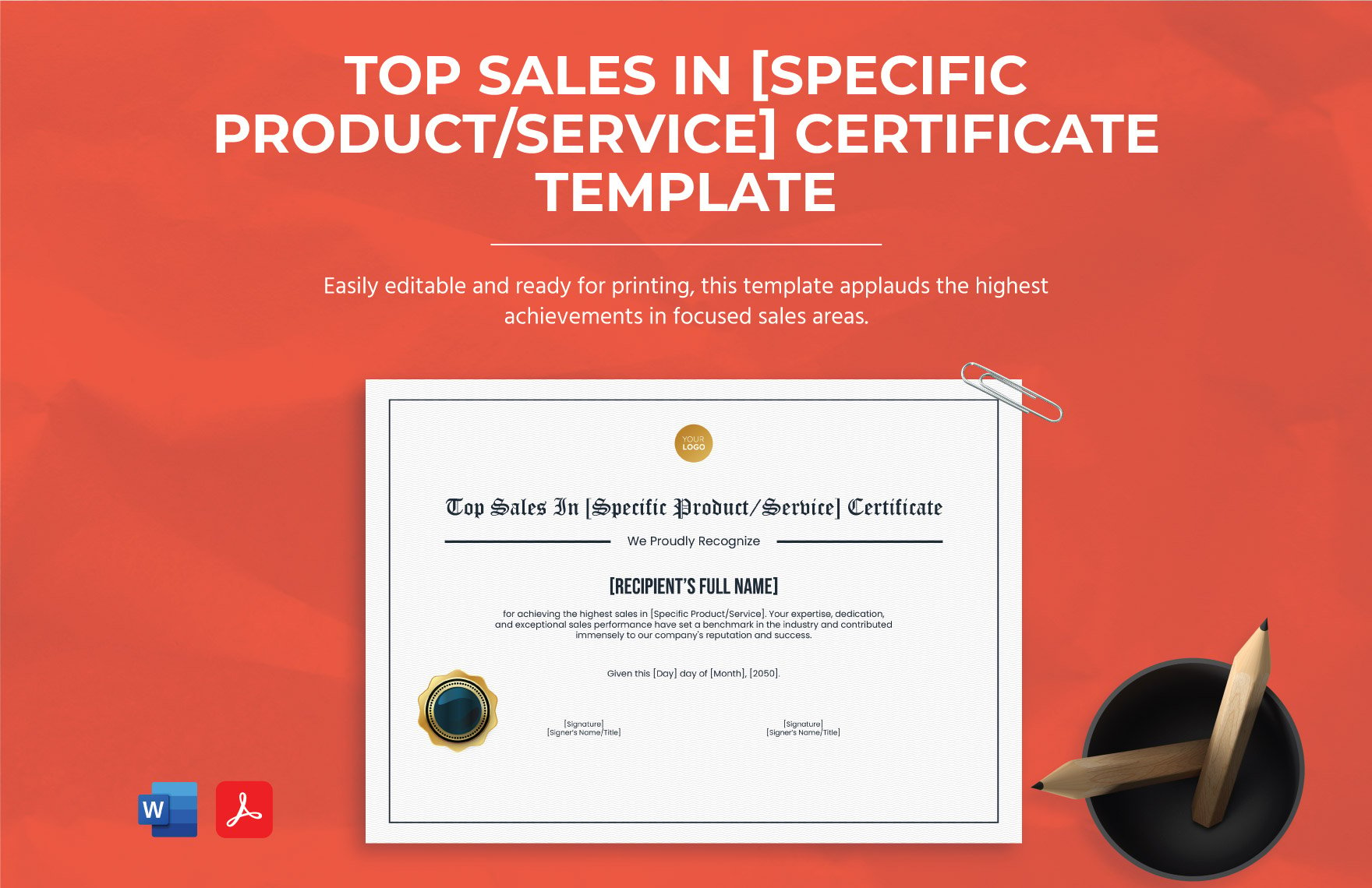 Top Sales in [Specific Product/Service] Certificate Template