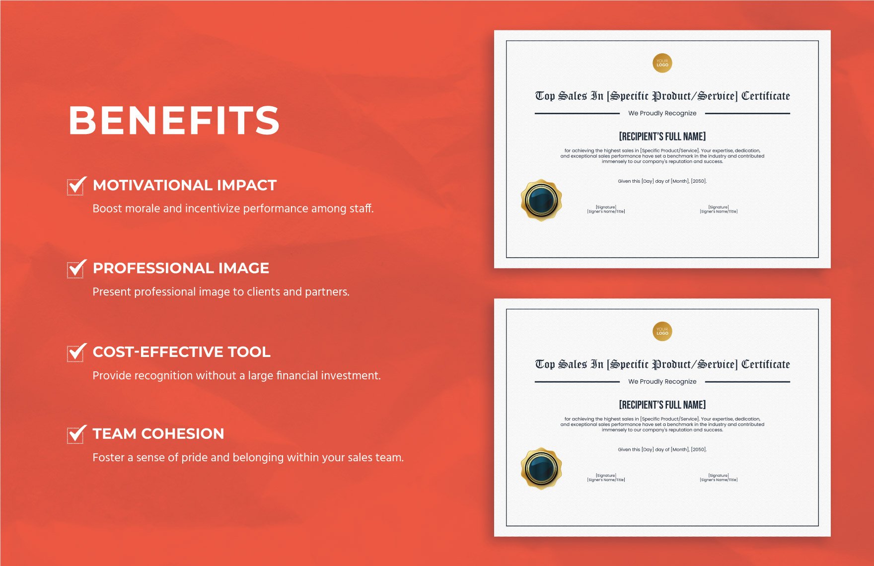 Top Sales in Specific ProductService Certificate Template