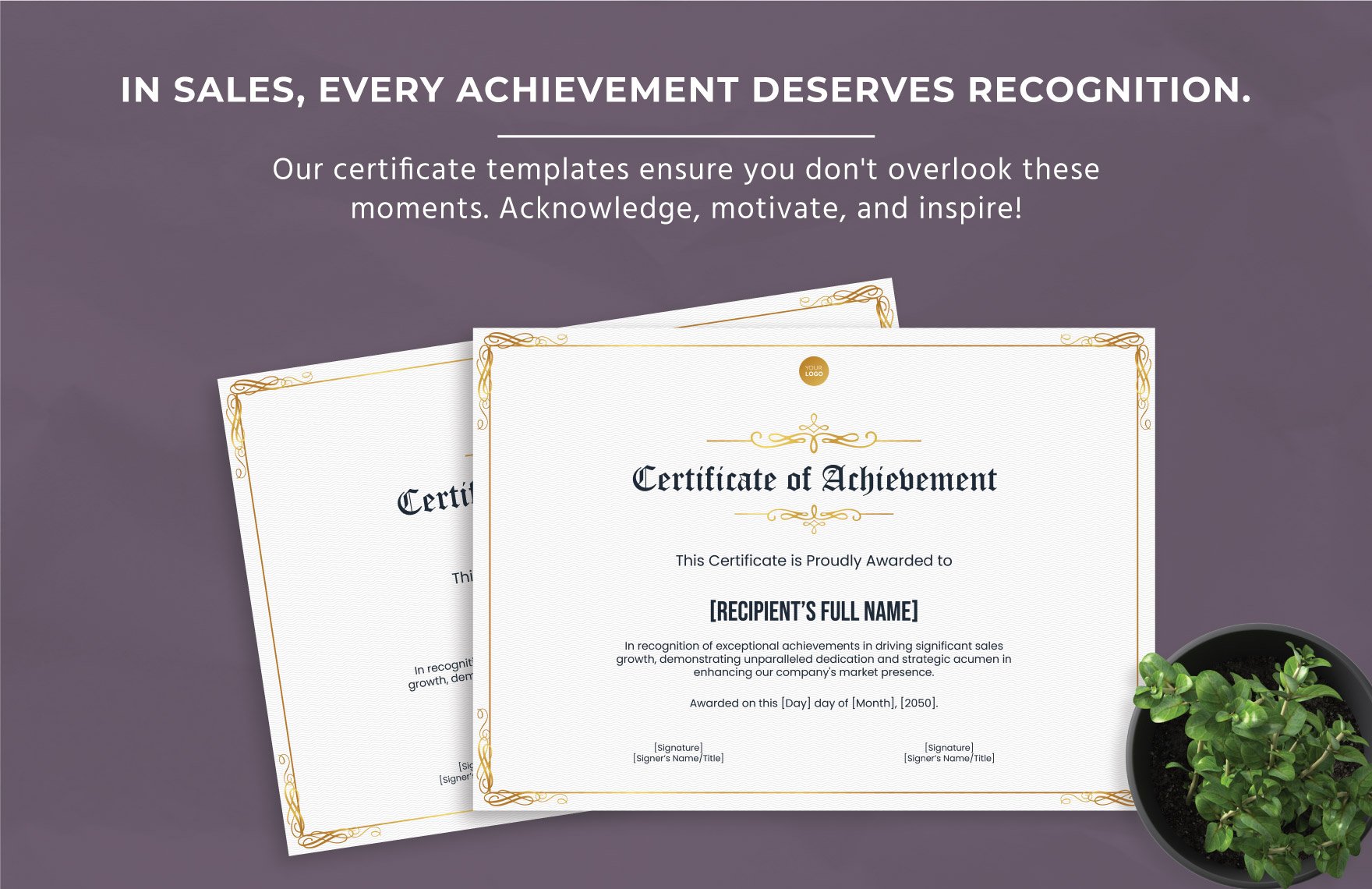 Certificate of Achievement in Sales Growth Template