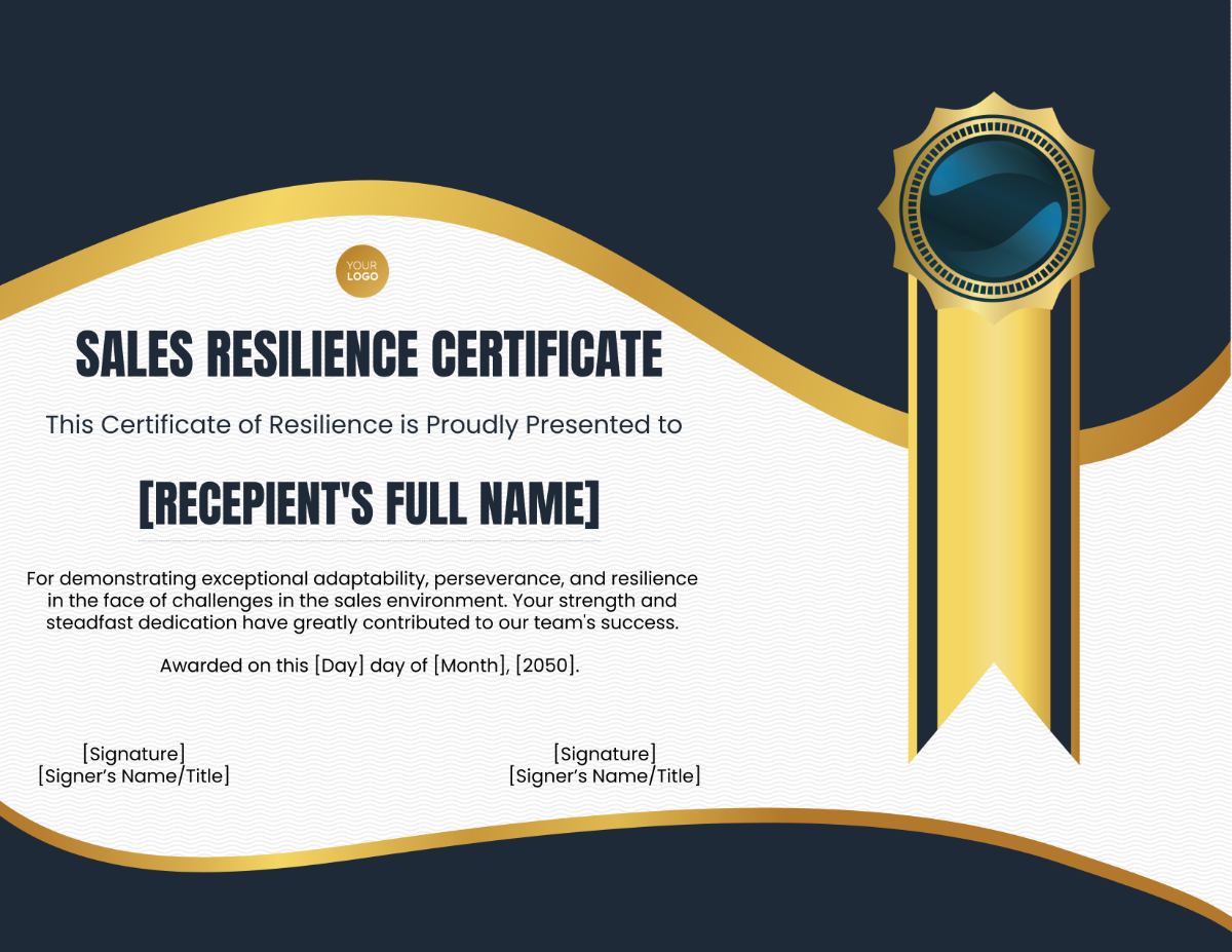 Sales Resilience Certificate Template