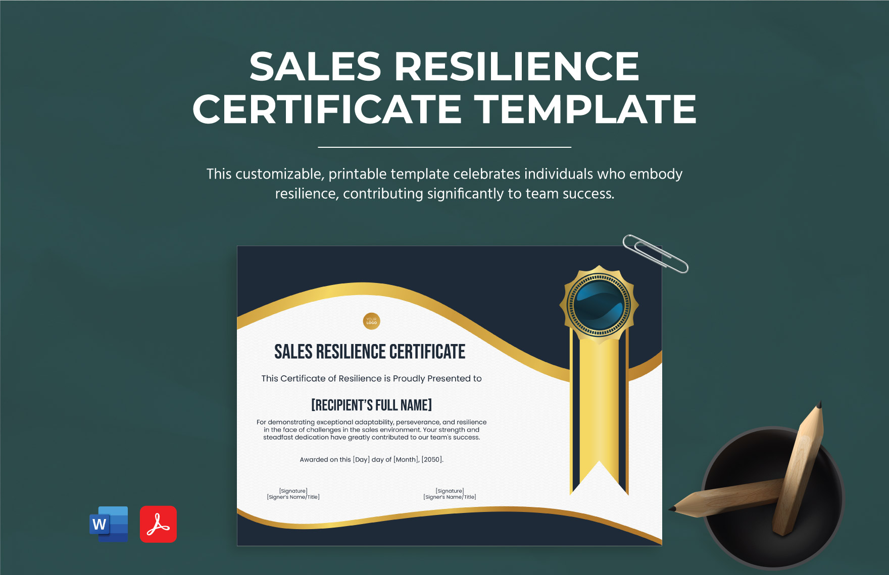 Sales Resilience Certificate Template - Download in Word, PDF ...