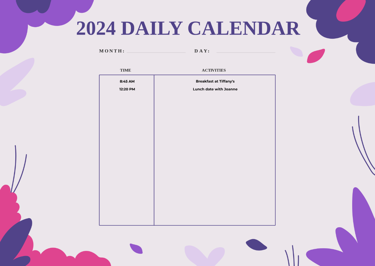 Daily Calendar 2024 Template