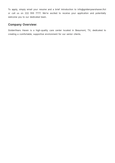 Free Adult Day Care Job Description Template to Edit Online