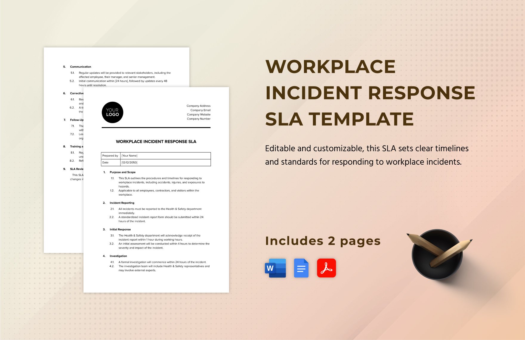 Workplace Incident Response SLA Template