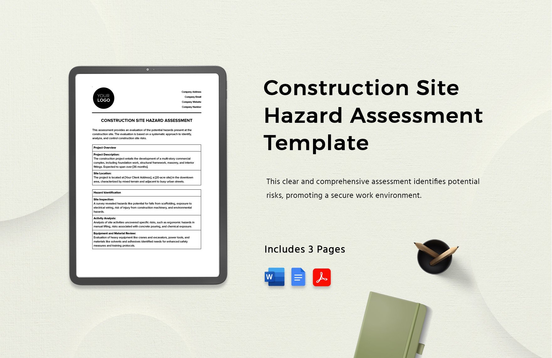Construction Site Hazard Assessment Template in Word, Google Docs, PDF