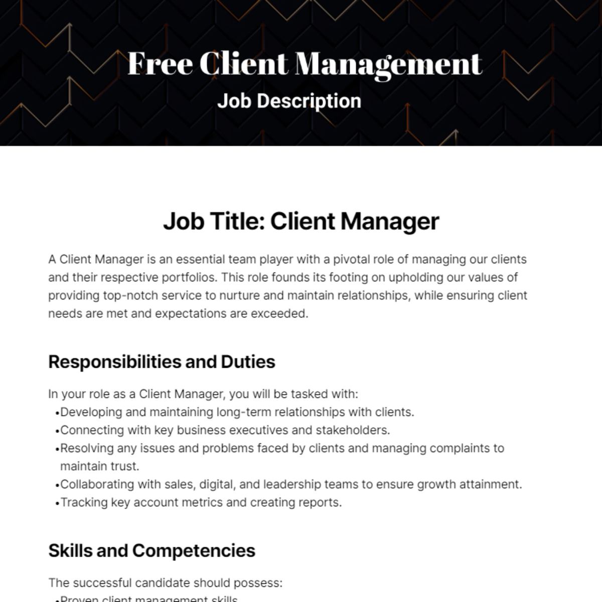 Client Management Job Description Template