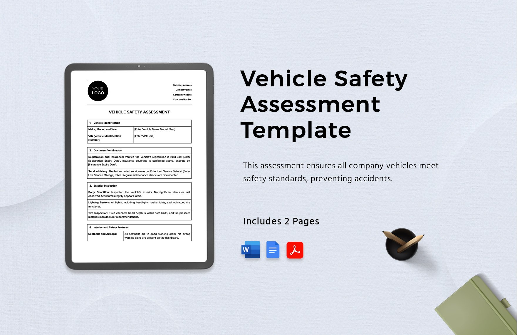 Vehicle Safety Assessment Template in Word, Google Docs, PDF