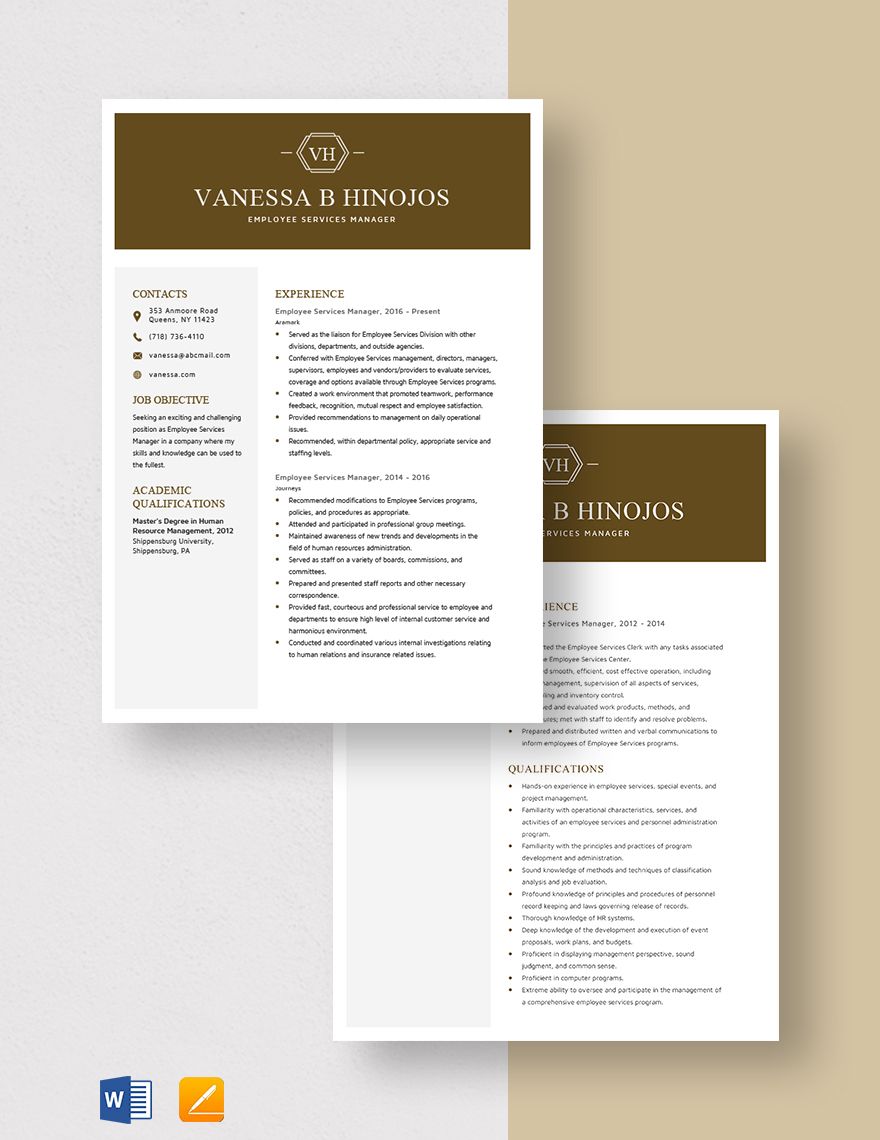 Employee Services Manager Resume