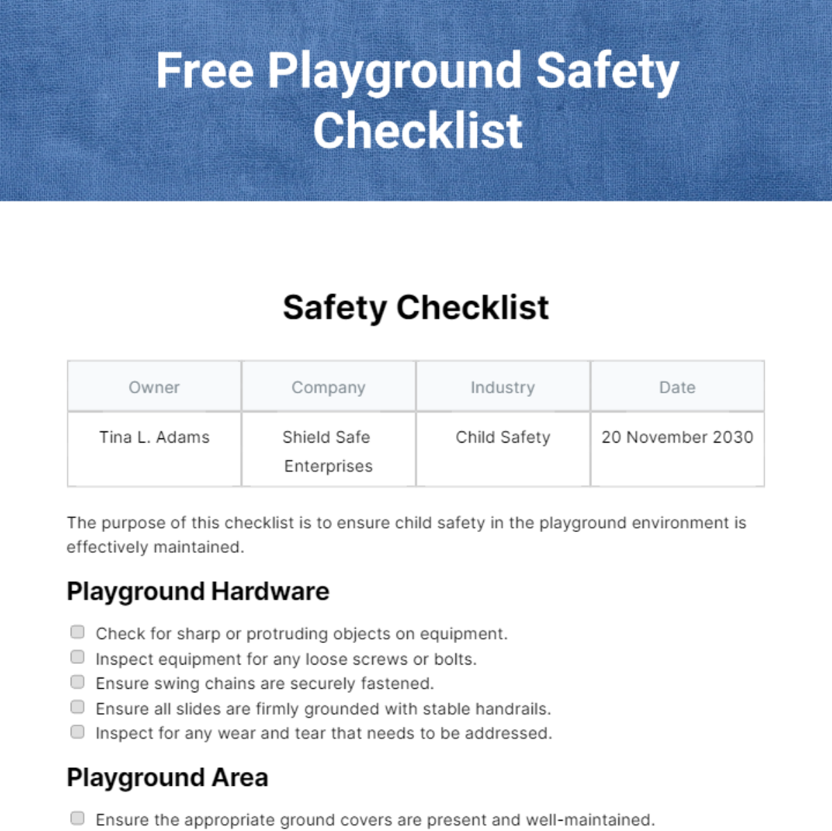 FREE Safety Checklist - Edit Online & Download | Template.net