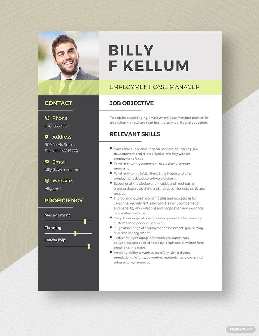 Free Employment Case Manager Resume in Word, Apple Pages