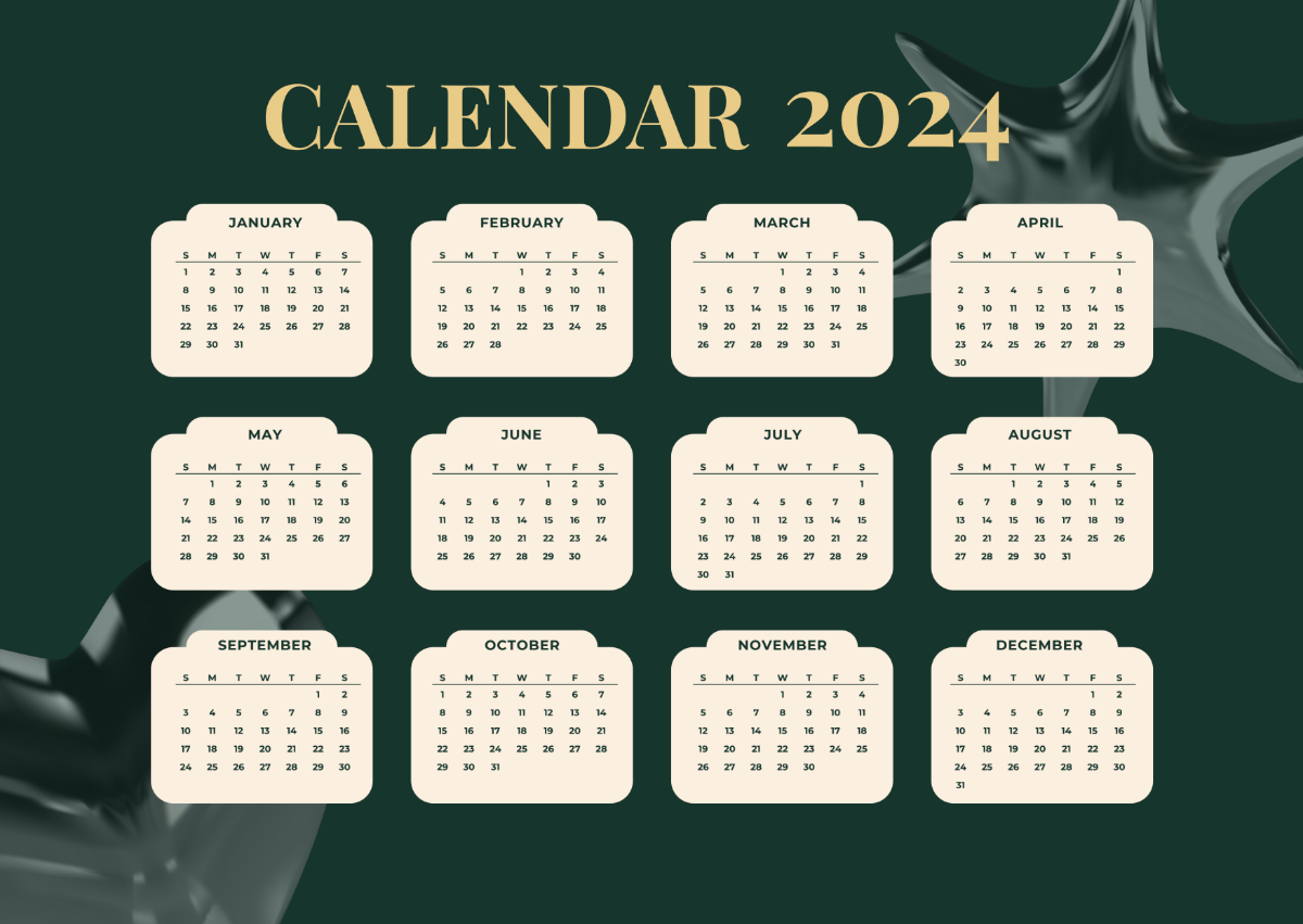 Monthly Calendar 2024 Template