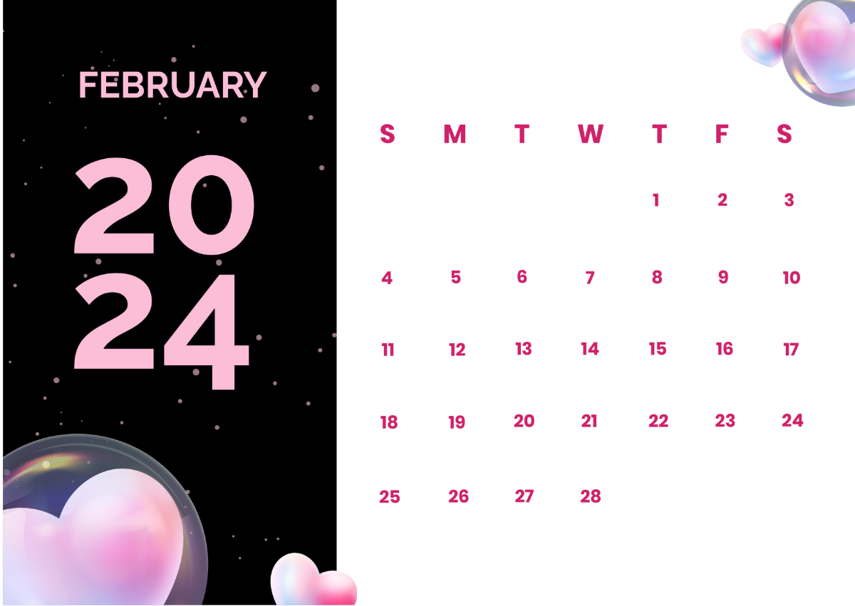 February Calendar 2024 Template