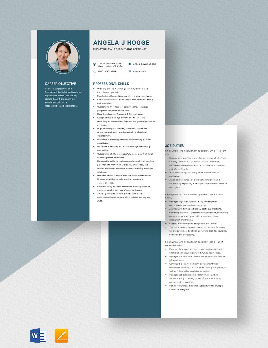 Employment and Recruitment Specialist Resume