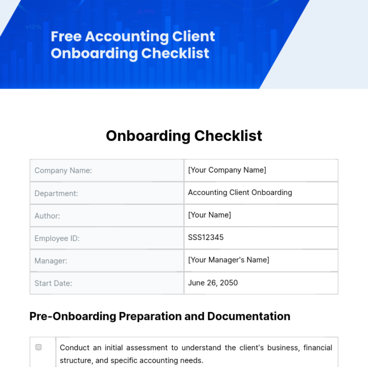 Free Accounting Client Onboarding Checklist Template
