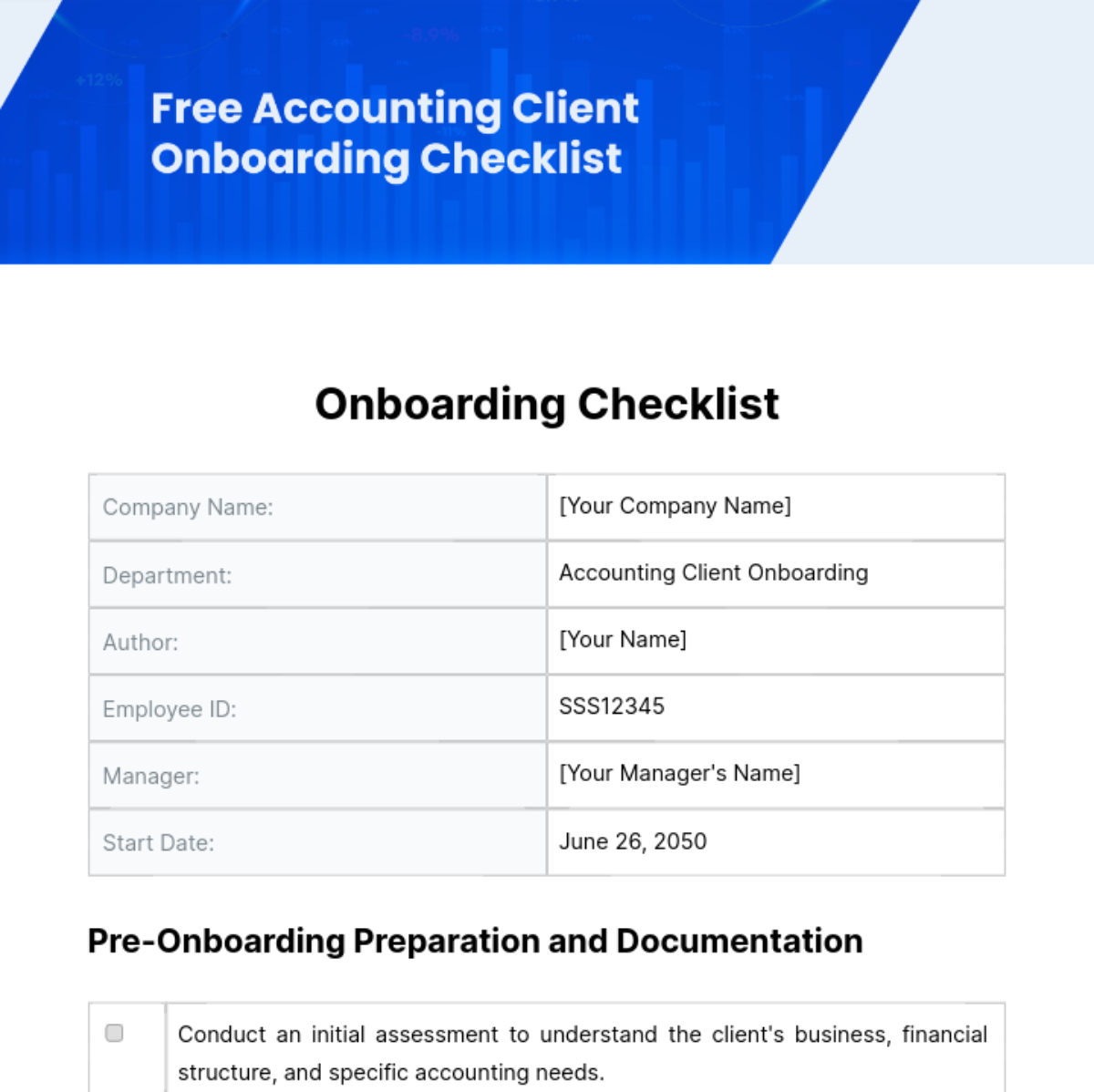 Accounting Client Onboarding Checklist Template