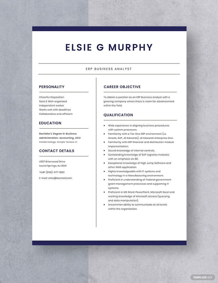 ERP Business Analyst Resume