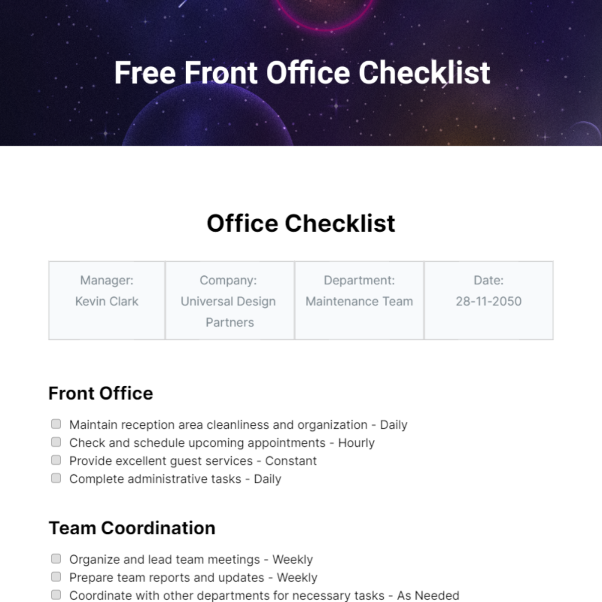 FREE Office Checklist Templates & Examples Edit Online & Download