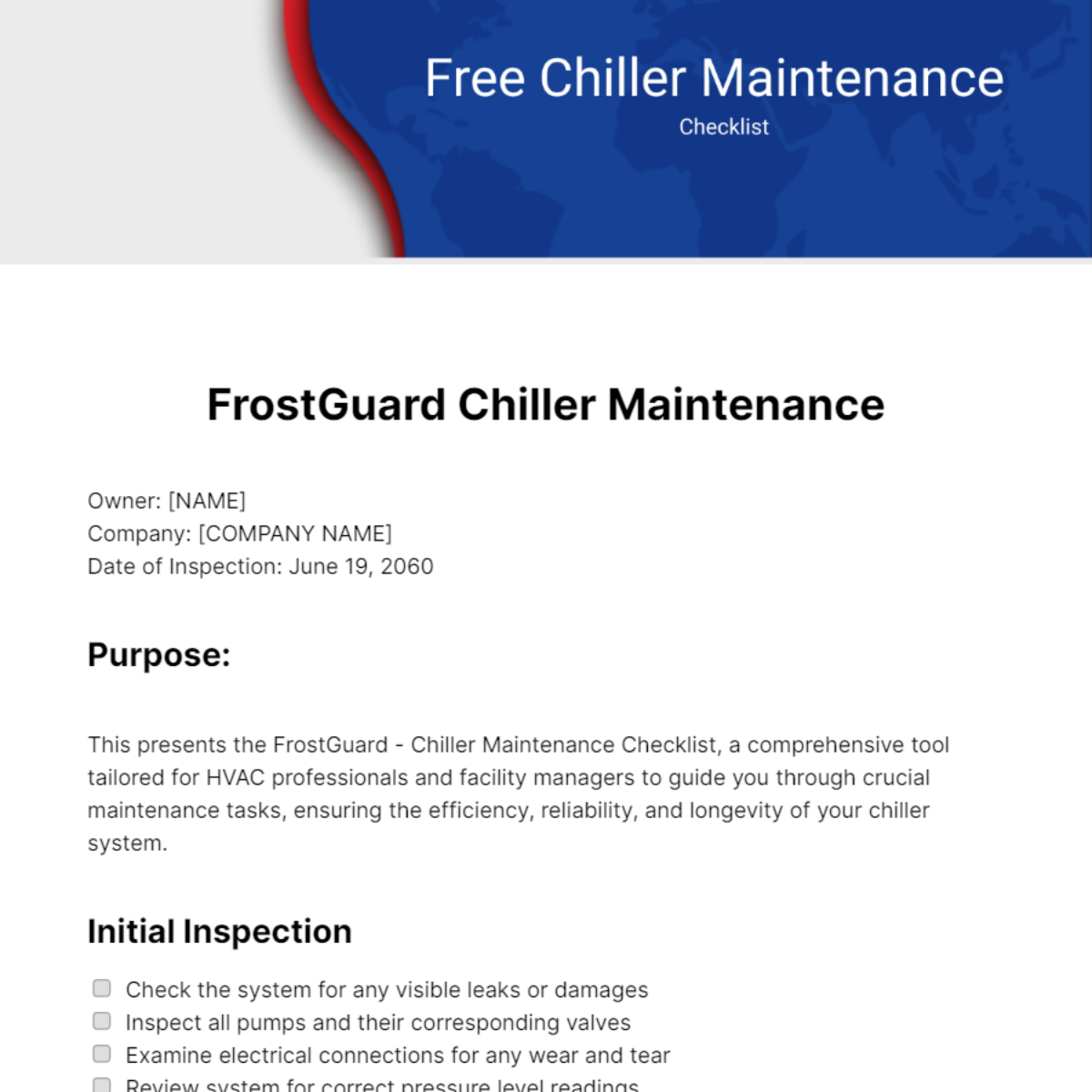Free Chiller Maintenance Checklist Template