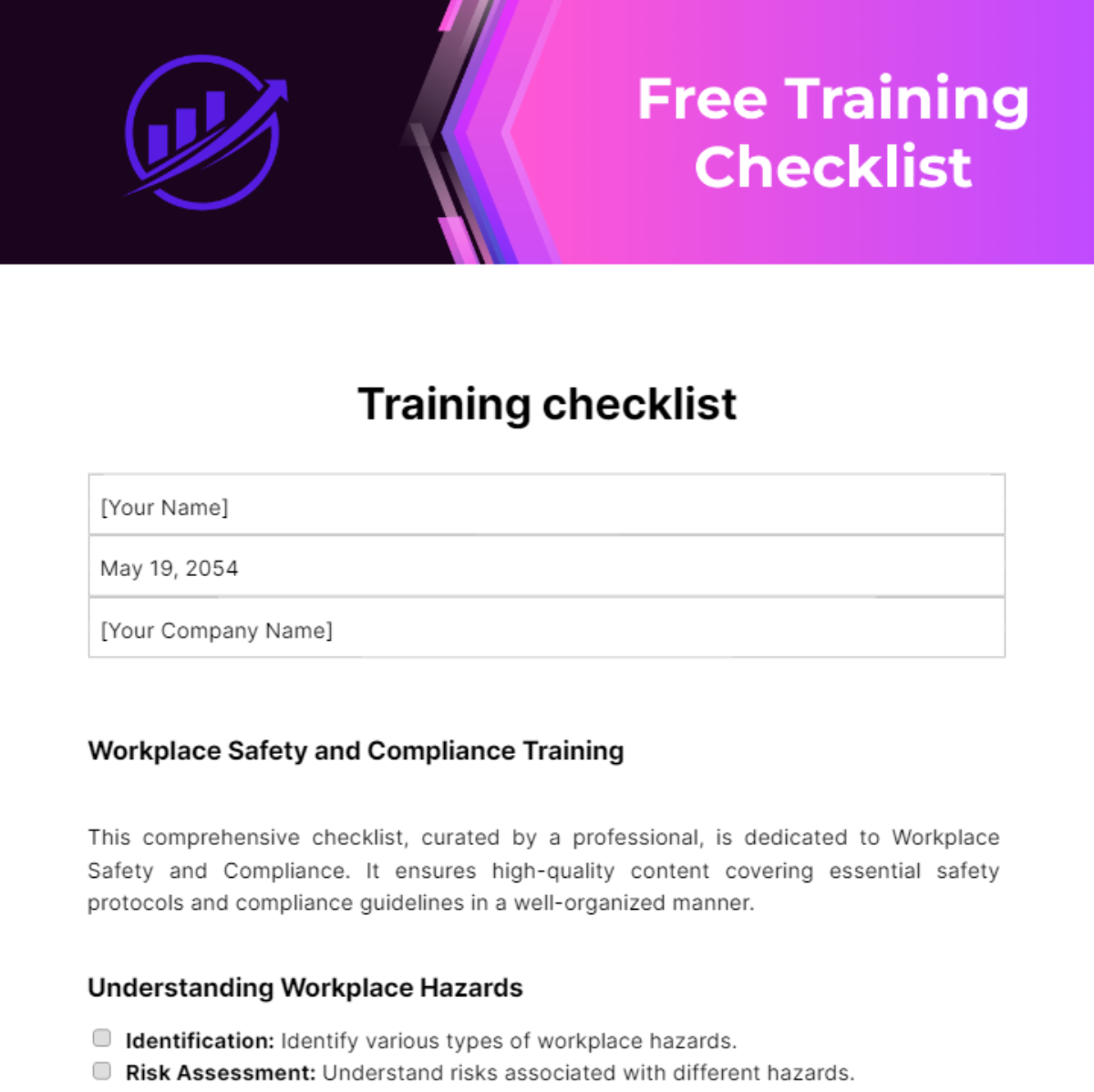 Free Training Checklist Template