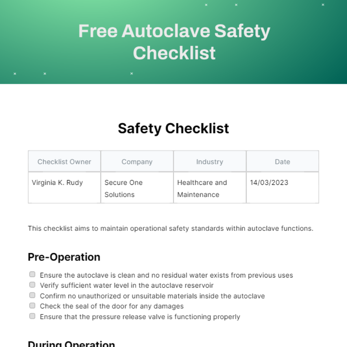 FREE Safety Checklist Templates & Examples - Edit Online & Download