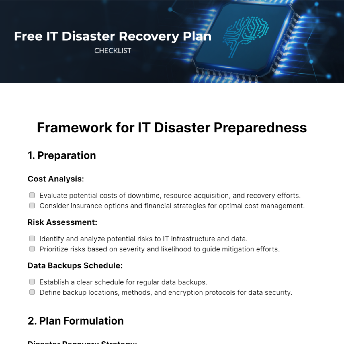 Free IT Disaster Recovery Plan Checklist Template
