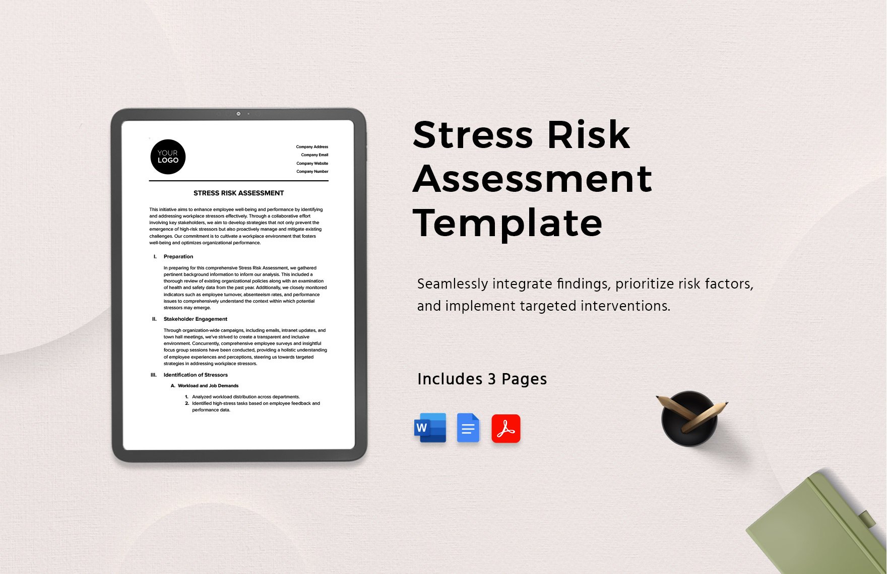 Stress Risk Assessment Template in Word, Google Docs, PDF