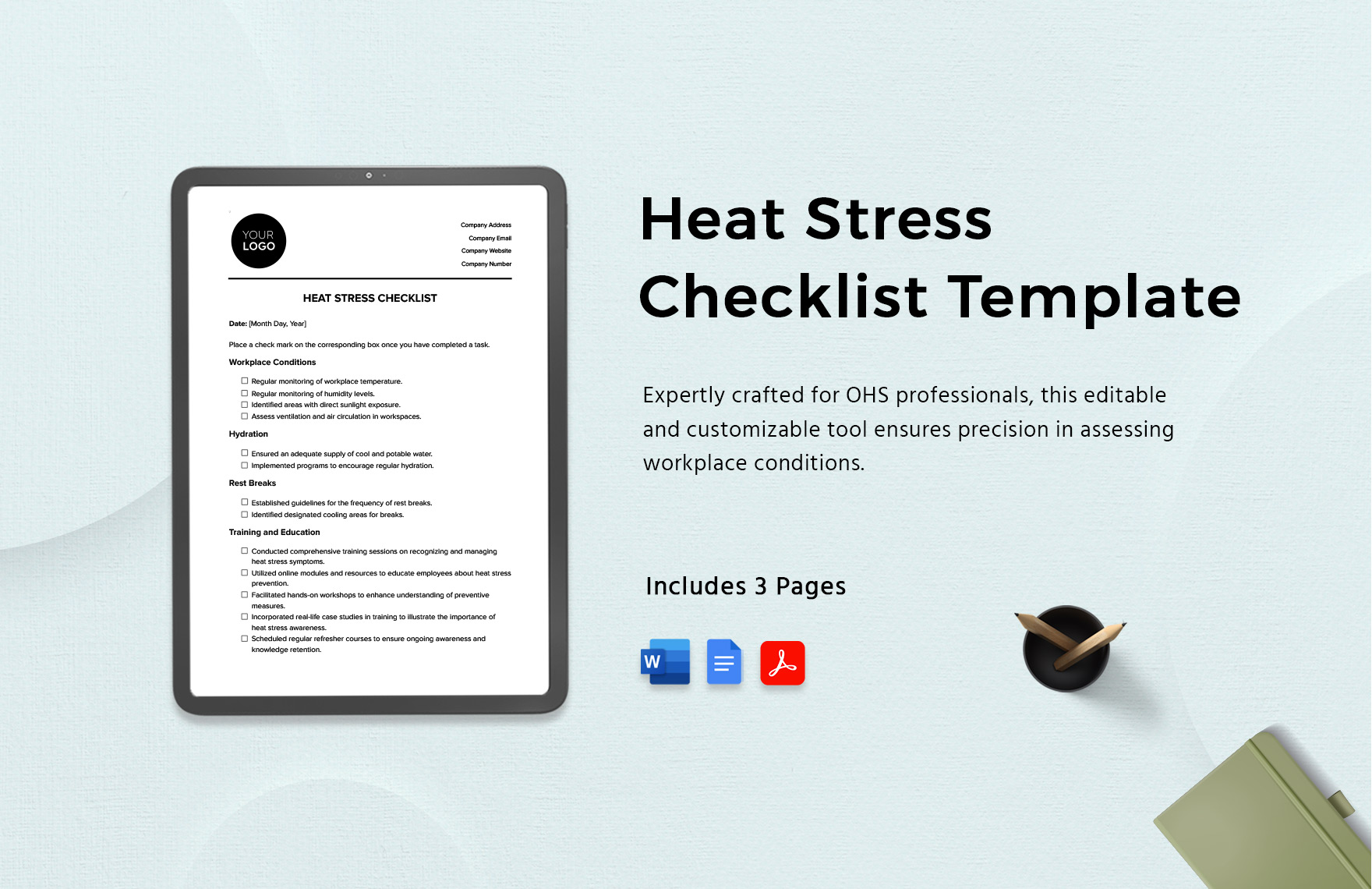 Heat Stress Checklist Template in Word, Google Docs, PDF