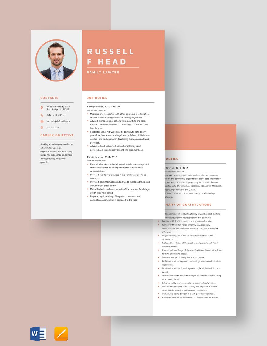 Family Lawyer Resume