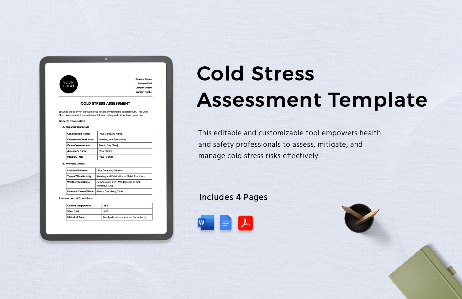 Cold Stress Assessment Template in Word, Google Docs, PDF