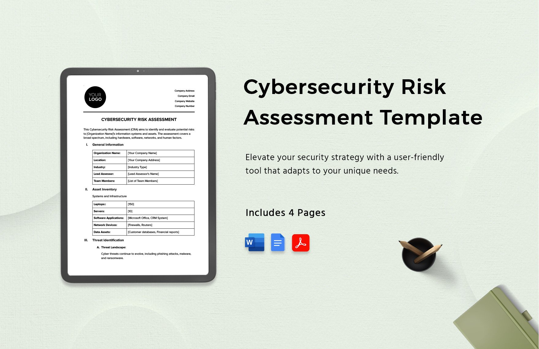 Cybersecurity Risk Assessment Template in Word, Google Docs, PDF