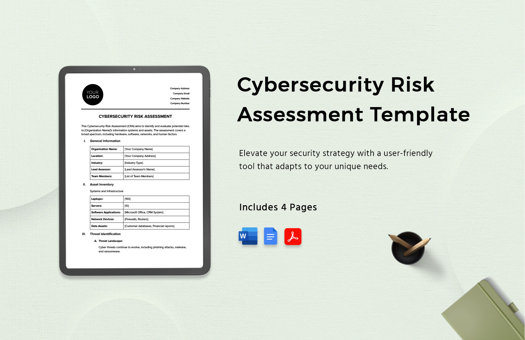 Cybersecurity Risk Assessment Template in Word, PDF, Google Docs ...