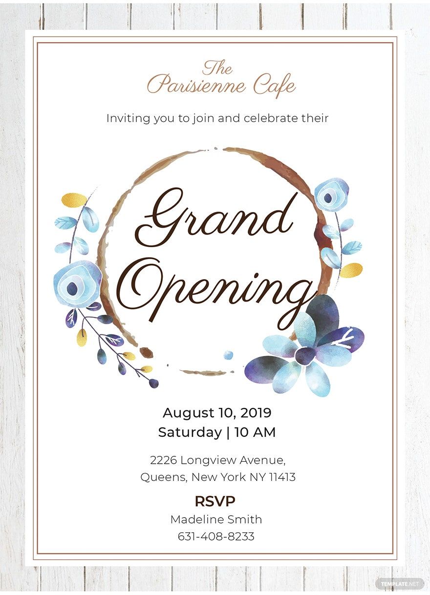 Cafe Opening Ceremony Invitation Template