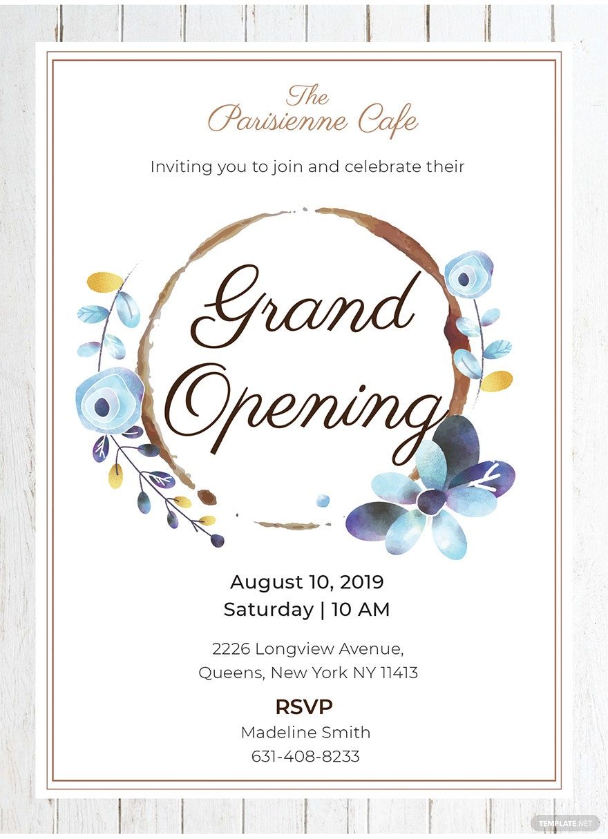 Cafe Opening Ceremony Invitation Template in Pages, Publisher, Illustrator, PSD, Word - Download | Template.net