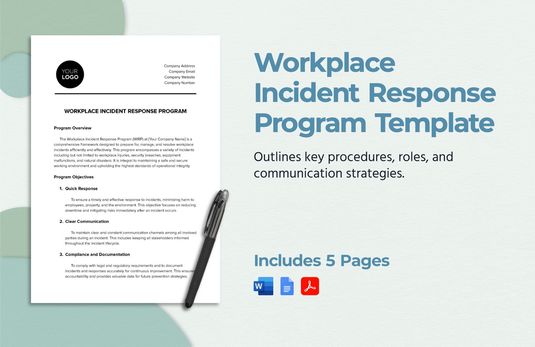 Workplace Incident Response Program Template