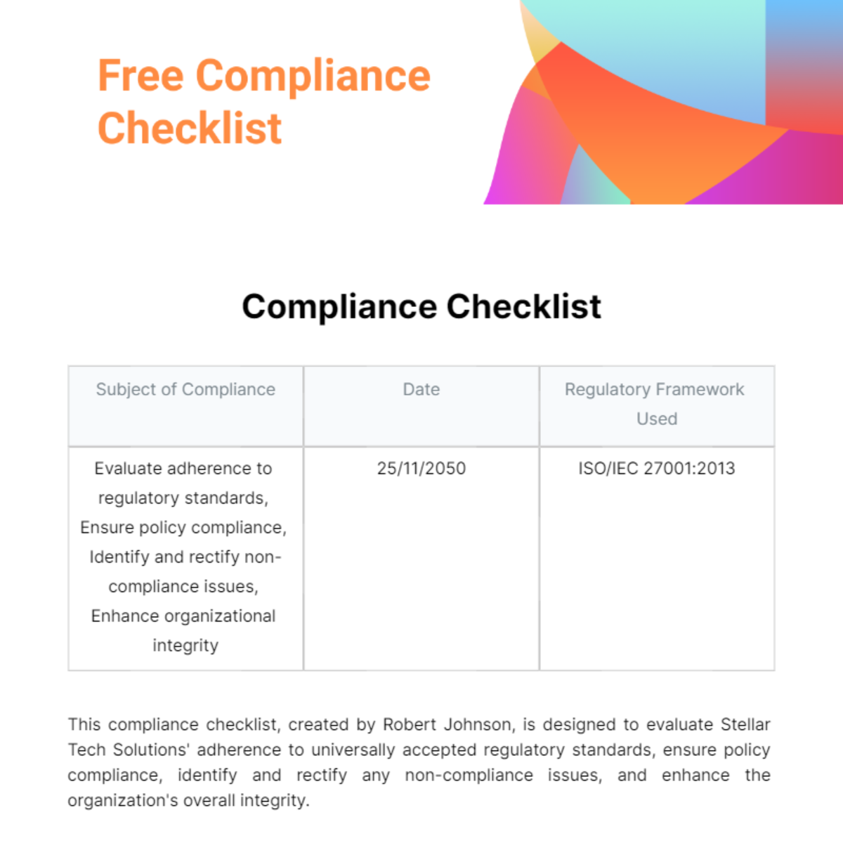 Free Compliance Checklist Edit Online And Download 6046