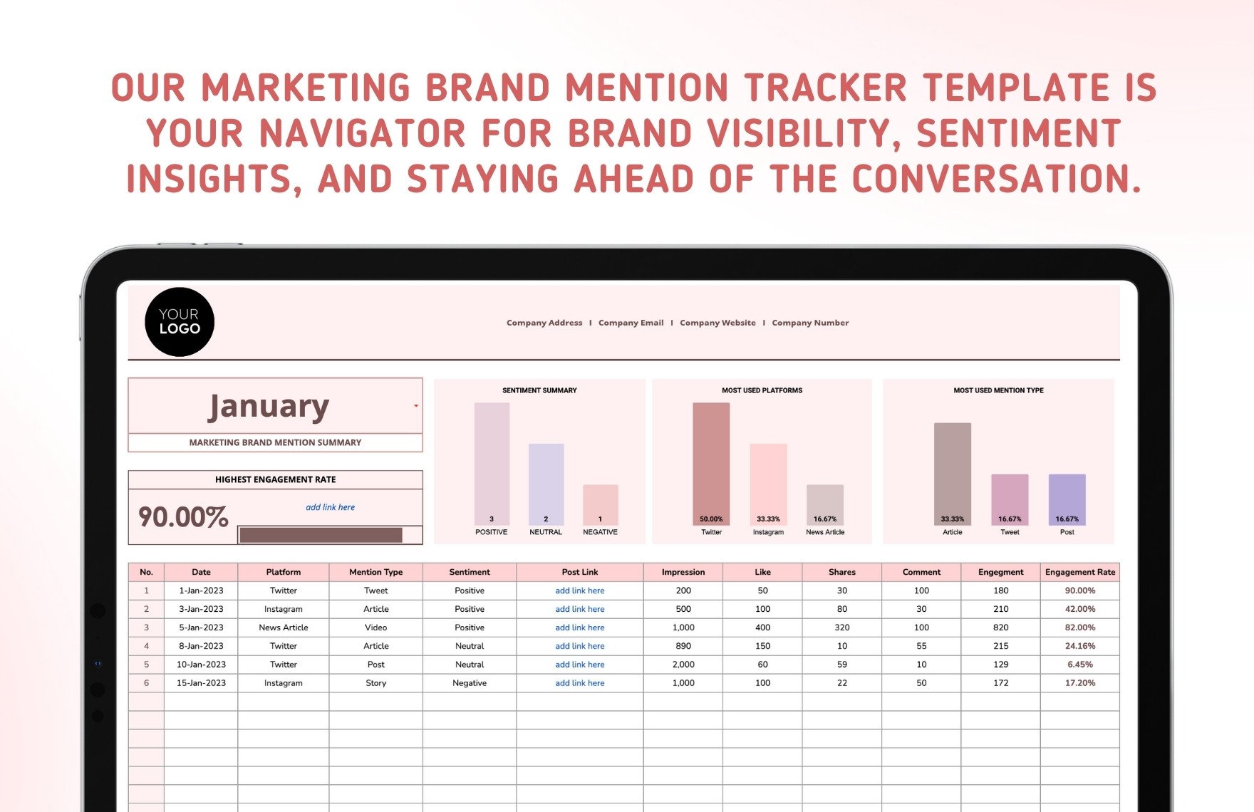 Marketing Brand Mention Tracker Template