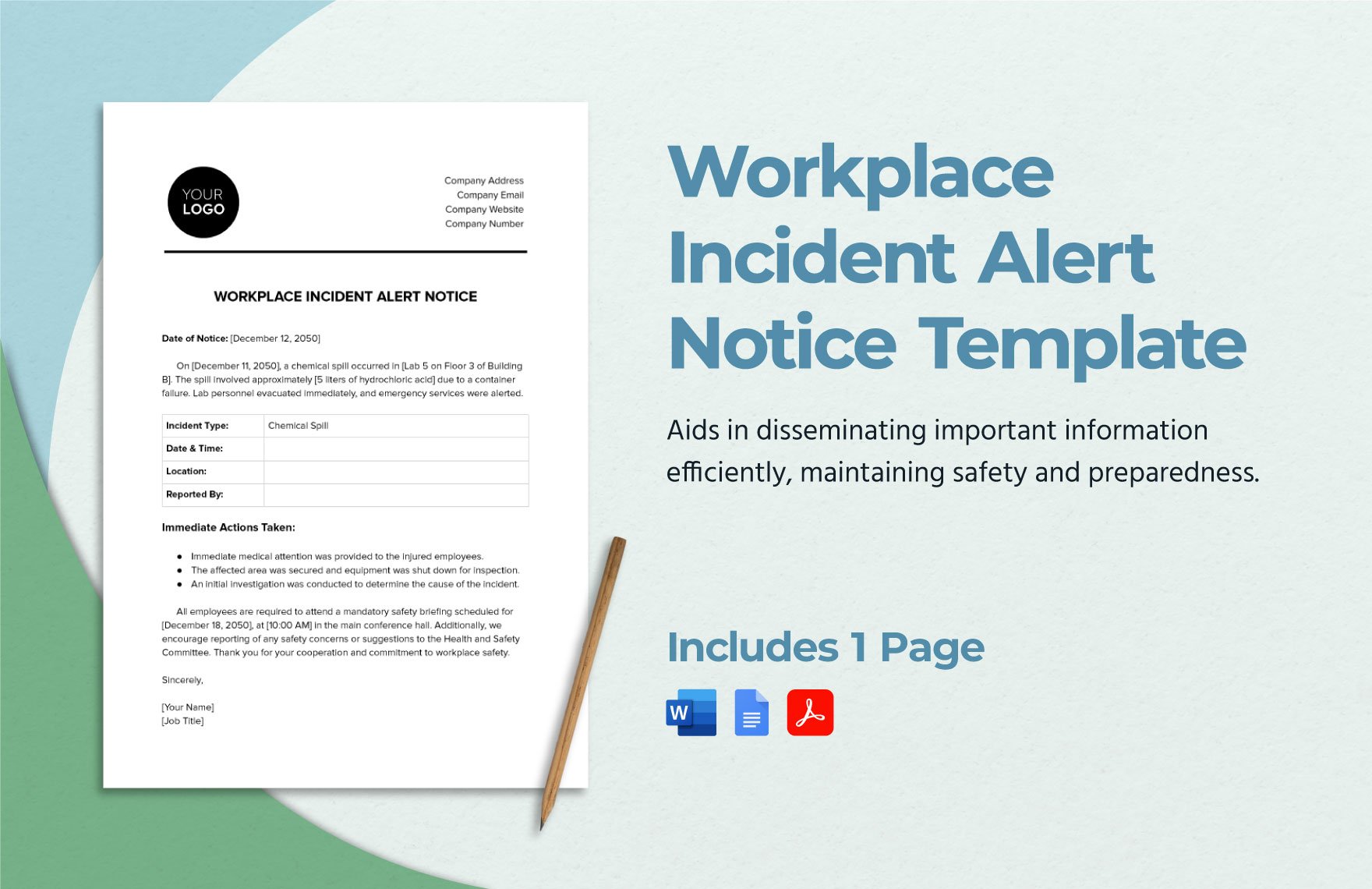 Workplace Incident Alert Notice Template