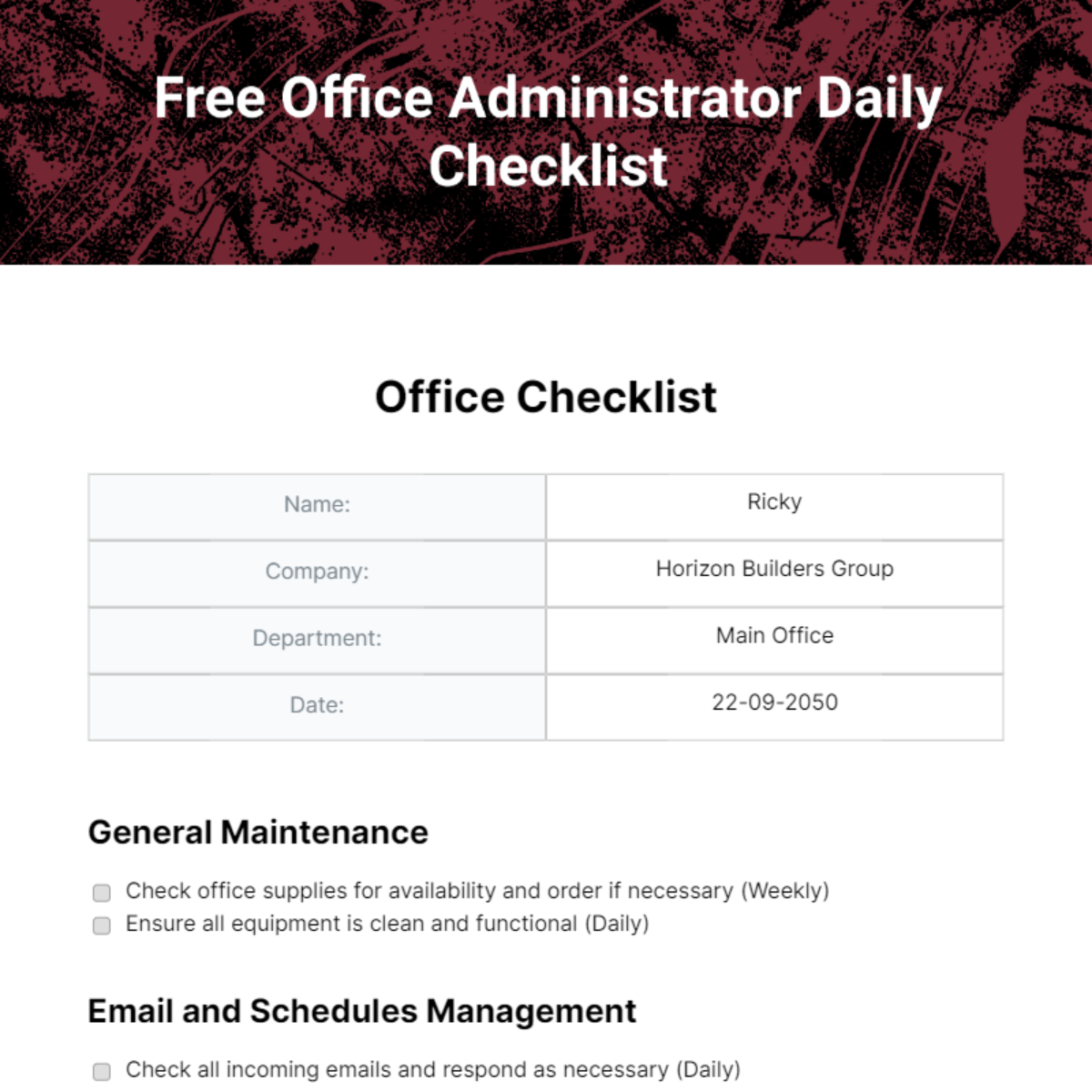 FREE Office Checklist Templates &amp; Examples - Edit Online &amp; Download ...