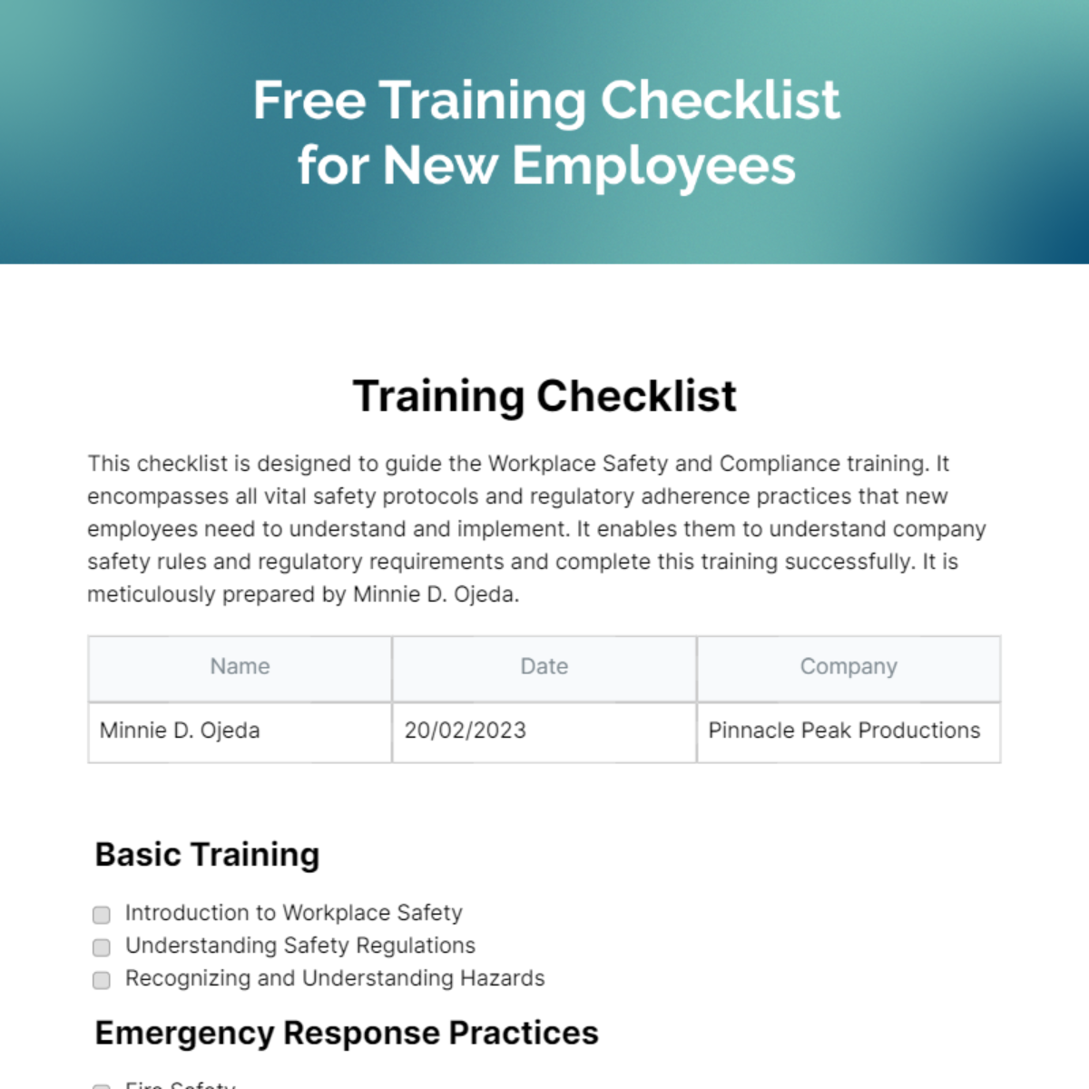 FREE Training Checklist Templates & Examples - Edit Online & Download ...