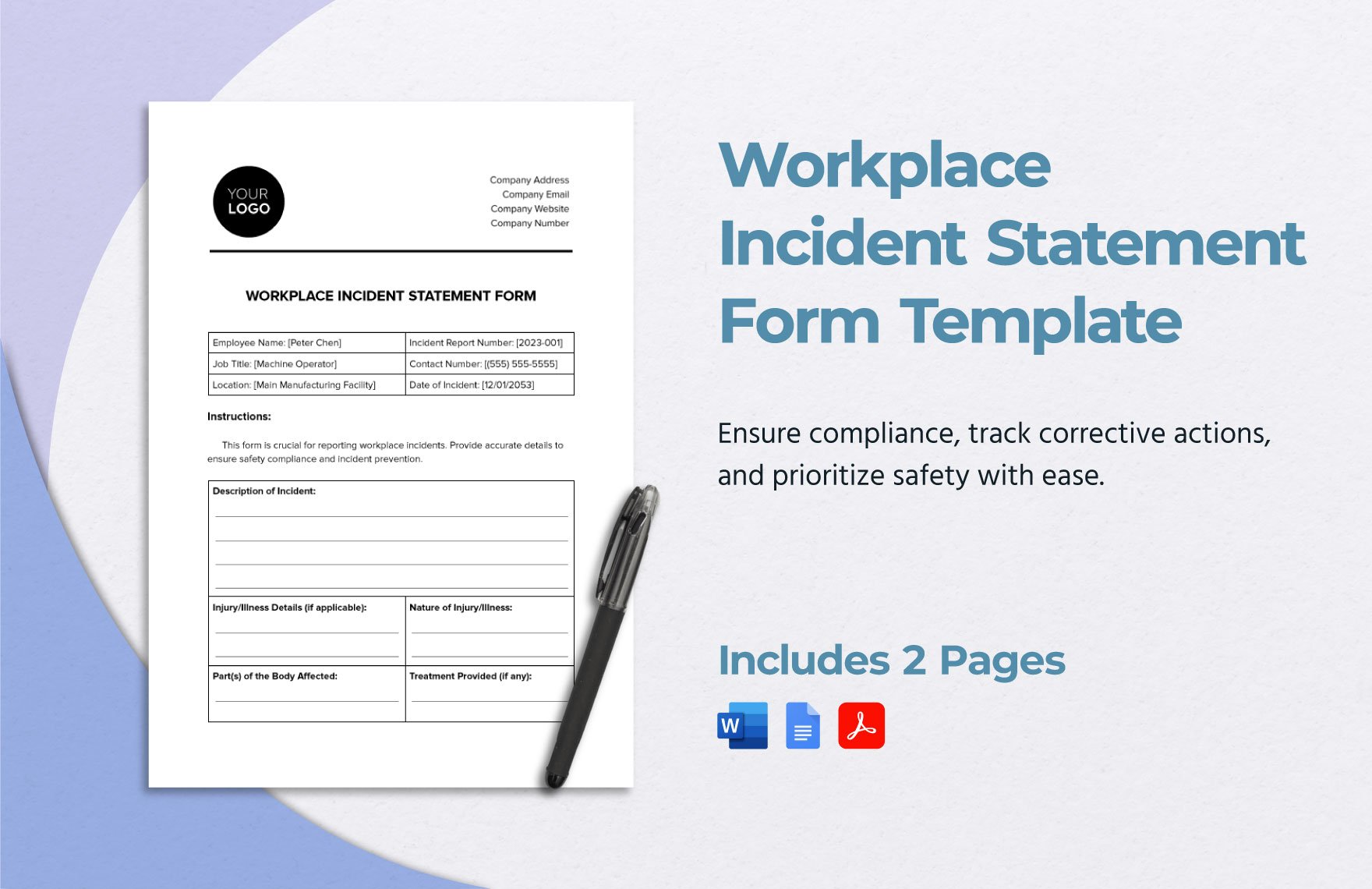 Workplace Incident Statement Form Template