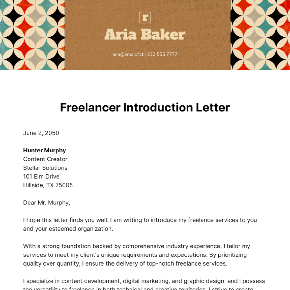 Freelancer Introduction Letter Template